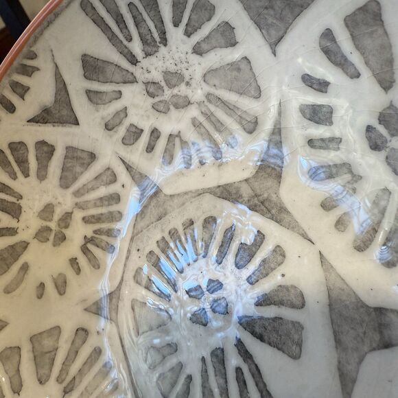 Crate & Barrel NICO  7” Terracotta Geometric Pattern Clay Glazed Soup Plate - Picture 6 of 10